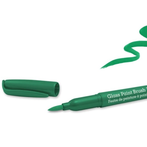 Glass Paint Brush Marker Permanent 15mm, Green - Picture 4 of 5
